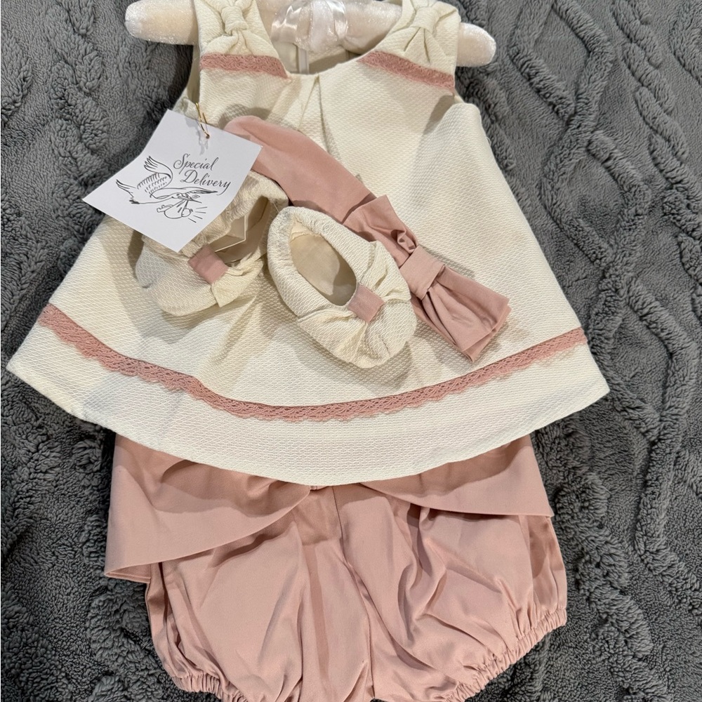 Cream and Pink Diaper Covers with Bow Details